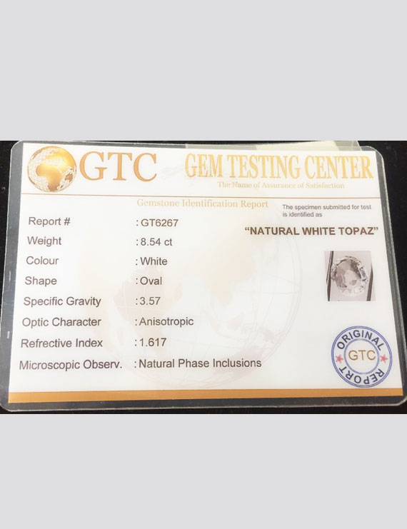 9.50 Ratti (8.54 ct) Natural Certified White Topaz